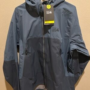 Mountain Hardwear Men's L Two-Tone Gray/Blue Hooded Jacket